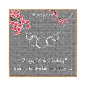 AnalysisyLove 50th Birthday Gifts for Women - Sterling Silver Infinity 5 Circle - Picture 1 of 6