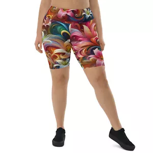 Bold Floral Pattern Women's Biker Shorts - Stylish Comfort for Every Activity - Picture 1 of 57