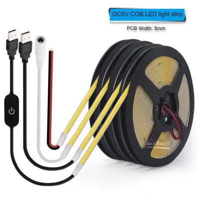 5mm 5V COB led light strip 320leds/m USB Plug High Density Linear Lighting LED