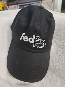 FedEx Ground Adjustable Hat Black White EUC Brass Buckle Clasp - Picture 1 of 8