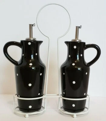 Temptations Oil And Vinegar Set black and white polkadot. NEW RETIRED ITEM  - Image 1 of 2