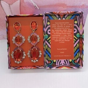 Sheridan French Orange Oval Drop Earrings New - Picture 1 of 5