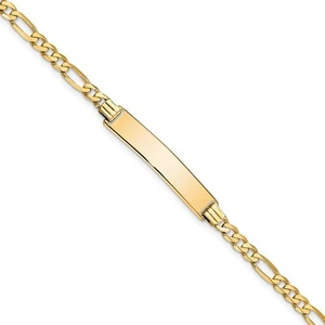10k Yellow Gold Figaro Link Chain ID Bracelet 7" 3.77gm Gift for Mother - Picture 1 of 4
