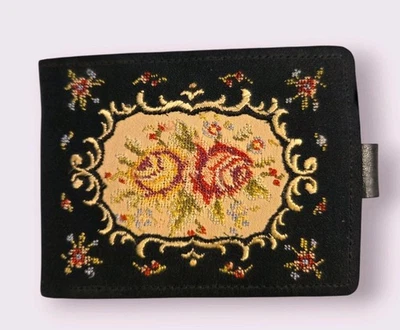 Carteira vintage bolsa moeda bordada rosas J. L. Hudson Co. 4,5" X 3,5"  - Imagem 1 de 4