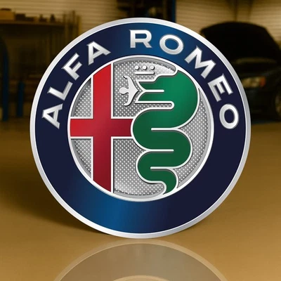 Alfa Romeo 2015-2023 logotipo de escudo de plata - raro letrero de metal pesado - 19,7" (50 cm) Foto 1 de 4
