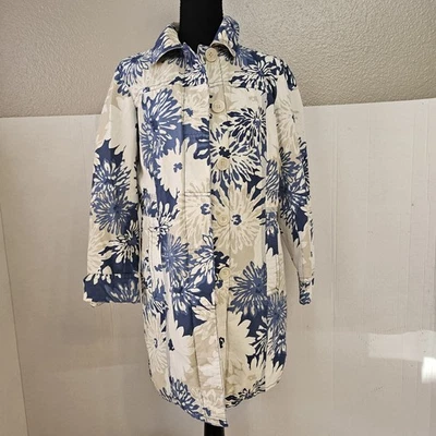 Chaqueta de lluvia Eddie Bauer para mujer floral estilo trinchera talla pequeña ligera X0517 Foto 1 de 4