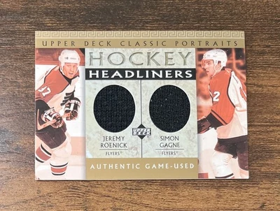 2002-03 UD Classic Portraits Hockey Headliners Dual Jerseys Roenick Gagne Flyers - Image 1 of 2