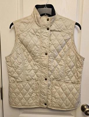 Chaleco acolchado Barbour crema con botones y cremallera para mujer 14 Foto 1 de 4