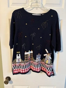 Splendido maglione donna vintage Claire Murray con perline/cuciture taglia XL - Foto 1 di 8