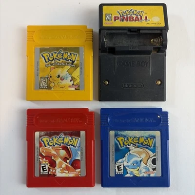 Gameboy Pokemon Red Yellow Blue Pinball Authentic With New Battery Tested Saves - Image 1 of 4
