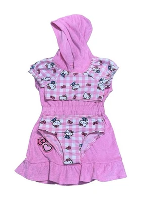 Sanrio Hello Kitty Girls 3 Pice Swim Set With Hooded Cover Up | Size 18M - Image 1 of 4