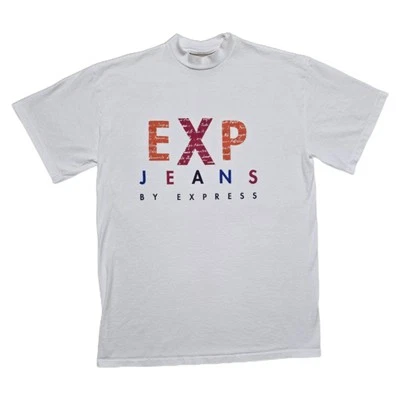 Vintage 90s EXPRESS Jeans Logo Promo Single Stitch USA Made Size Shirt XL - Image 1 of 4