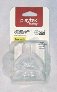 Neu Playtex Baby 2 Teile Silikon Natural Latch Comfort Slow Flow Flasche Brustwarzen - Bild 1 von 2