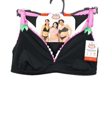 Parade Women’s Size XL Triangle Bralette and Thong Set Black & Pink - Image 1 of 4