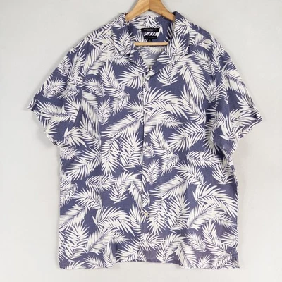 Banana Republic Shirt Mens XL Blue White Leaf Print Camden Standard Fit Linen - Image 1 of 4