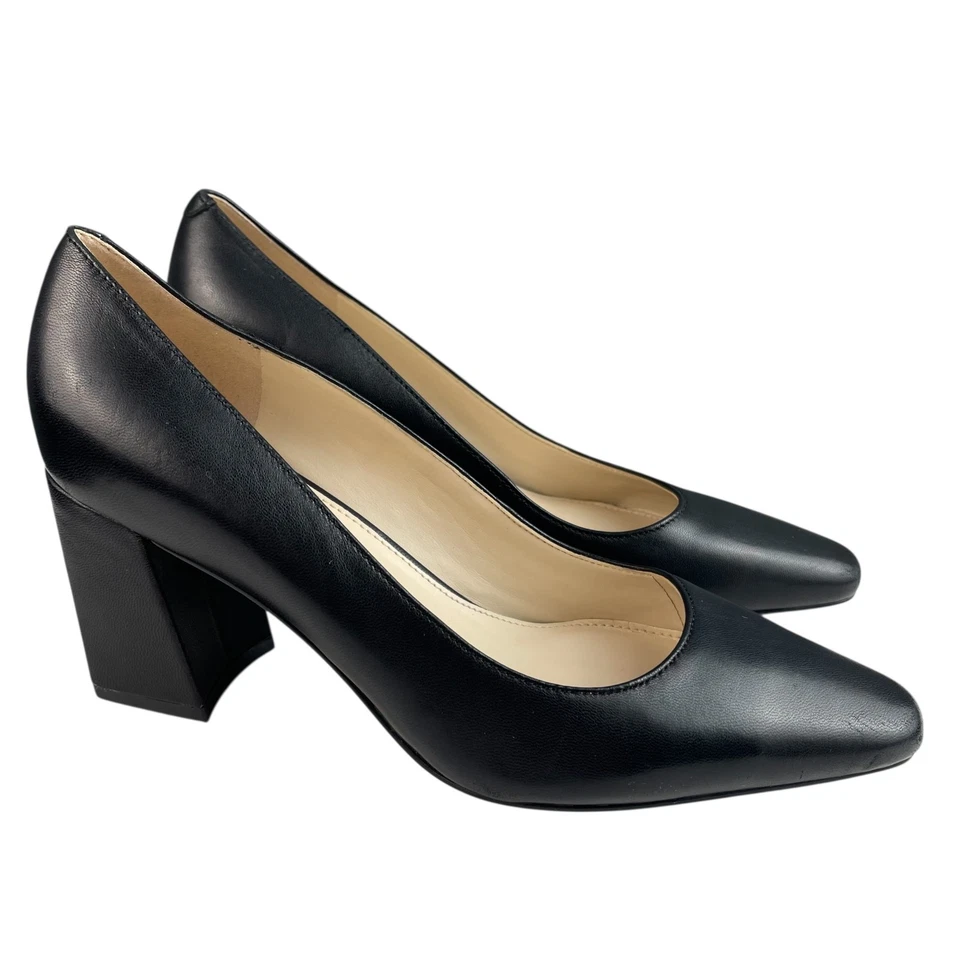 Zapatos de salón Marc Fisher LTD Varla para mujer 6M cuero negro punta cuadrada tacón bloque Foto 1 de 4