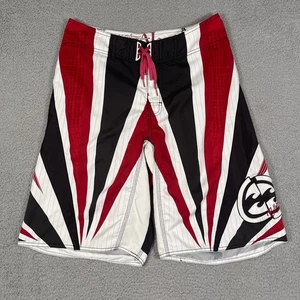 Vintage Billabong Andy Irons BoardShorts Mens 34 Red Black Rising Sun 90s Y2K - Picture 1 of 15