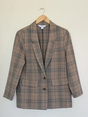 Old Navy Relaxed Unlined Brown Plaid Taylor Suit Blazer Jacket Womens P Small  - Image 1 of 4