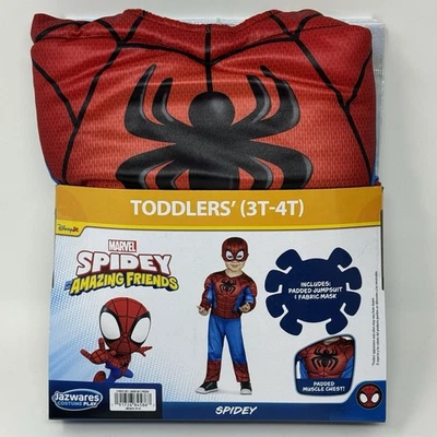 Jazwares Marvel Spiderman Halloween Dress Up Costume Toddler 3T-4T Disney Jr NEW - Image 1 of 4