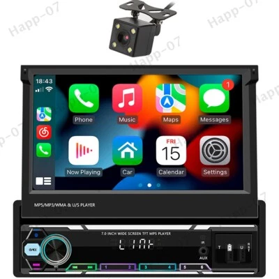 Radio estéreo para automóvil 7 en 1 DIN reproductor de MP5 con cámara para Apple Carplay Foto 1 de 4