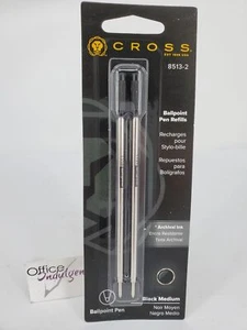 2 Pack BLACK Genuine Cross 8513 Ballpoint Pen Refill Medium 107924* - Picture 1 of 4