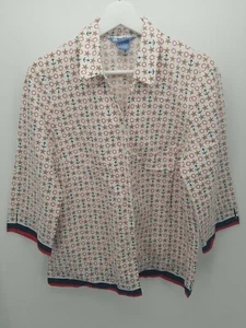 Koret Petite Star Anchor Patterned Button Shirt Womens Size PM - Picture 1 of 5