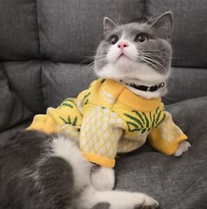 Fashion Puppy Dog Winter  Warm Knitted cardigan cute pineapple print sweater