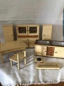 Vintage Crailsheimer Set of Wooden Kitchen Furniture 8 Pieces Dresser Cupboards - Picture 1 of 11