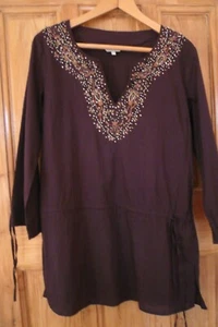JOHN LEWIS (JFW) DECORATED BROWN COTTON TUNIC TOP. SIZE 14. NWT. - Picture 1 of 12
