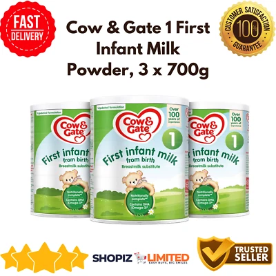 Cow & Gate First Infant Milk Stage 1 Birth Formula Powder Substitute Pack 3x700g - Image 1 of 4