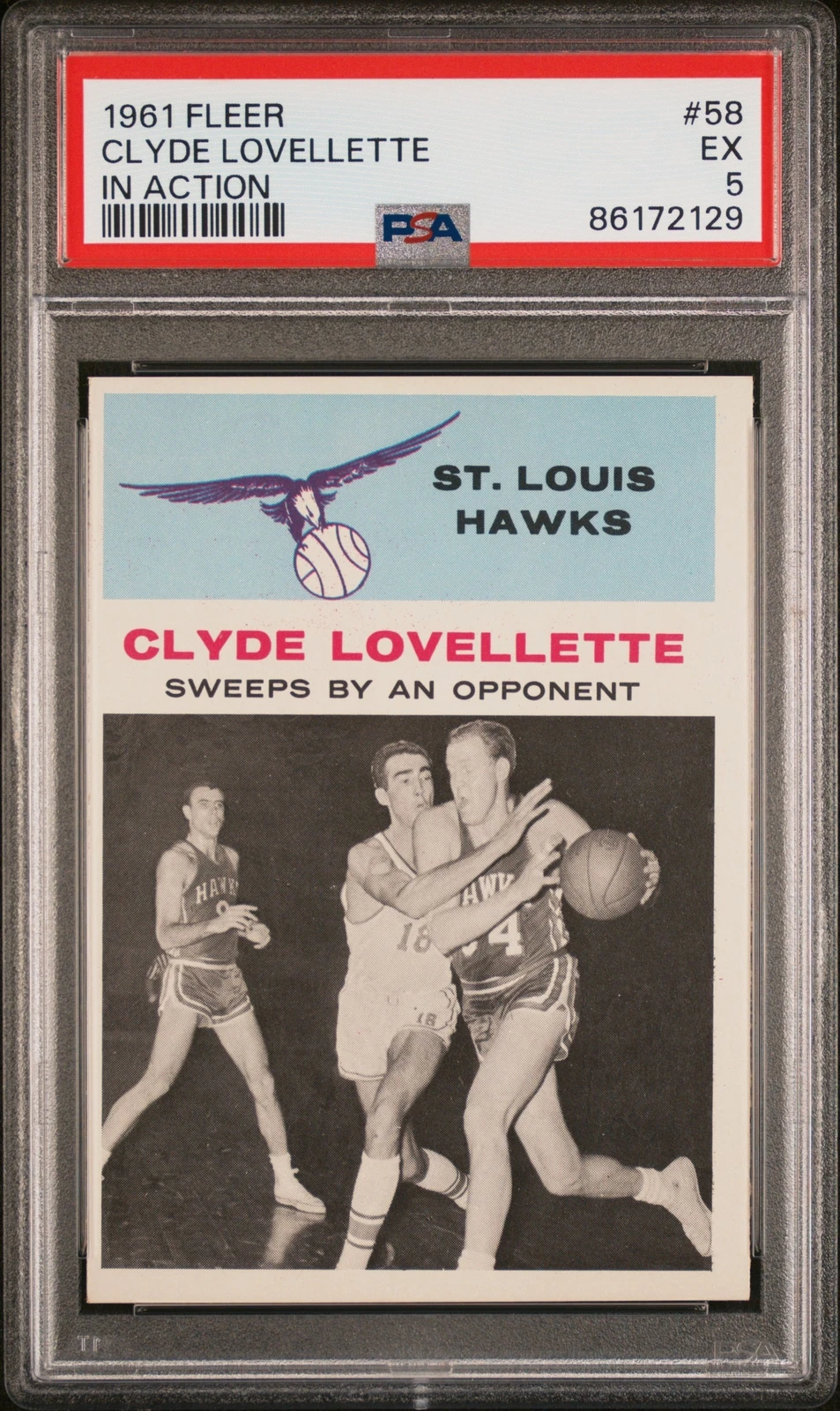 PSA 5 1961 Fleer #58 Clyde Lovellette In Action St. Louis Hawks SET BREAK!