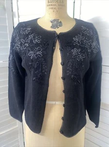Tiara Petites 2002 Christmas Holiday Beaded Sweater Women’s Size PM Cardigan - Picture 1 of 9