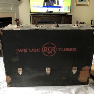 Large Red & Black RCA, Vintage Radio TV Vacuum Tube Valve Caddy Carrying Case