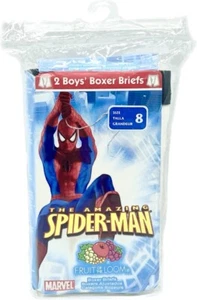 Fruit of the Loom Funpals 2 Pair The Amazing Spider-Man Boys Sz 8 Boxer Briefs - Picture 1 of 5