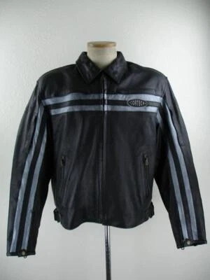 Men's sz XL 46 Tour Master Cortech Magnum Leather Motorcycle Jacket Black Racing - Image 1 of 4