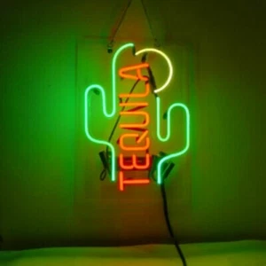 Tequila Cactus Abierto Acrílico 14" Luz Neón Letrero Lámpara Cerveza Bar Tienda Decoración Club - Imagen 1 de 4