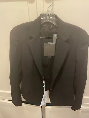 Donna Karen Signature Black Fitted2 Button Suit Jacket size 6 lined Stretch Cott - Image 1 of 4
