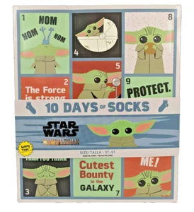 Toddler Safety Socks 3T- 5T Star Wars Mandalorian Baby Yoda 10 Days of Socks - Picture 1 of 8