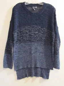 QUINN Pullover Sweater Women Small Blue Asymetric Loose Stitch Long Sleeve - Picture 1 of 9