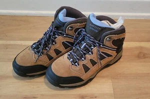 Hi-Tec Gunnison Mid Waterproof Hiking Boots Brown Blue Womens Size 7.5 (Worn 1x) - Picture 1 of 8