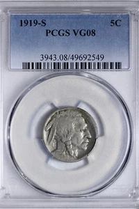1919-S Buffalo Nickel PCGS VG08 VG8 GTNS - Picture 1 of 3