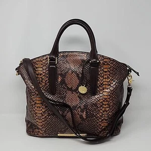 Brahmin Duxbury Satchel Tortoise Seville Snakeskin Phyton Print Bag - Picture 1 of 8