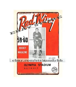 indoor 1959-60 hockey Detroit Red Wings vs Maple Leafs Program metal tin sign - Picture 1 of 4