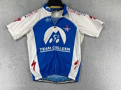Pactimo Cycling Jersey Adult Medium Blue White Team Colleen Pink Ribbon Pockets - Image 1 of 4