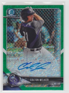 COLTON WELKER 2018 Bowman Chrome Green Shimmer Refractor Rookie Auto #D 95/99 RC - Picture 1 of 1