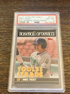 2010 TOPPS PRO DEBUT MIKE TROUT #TT27 TOOLS OF TRADE GRADED PSA 8 NM-MT ROOKIE - Image 1 of 2