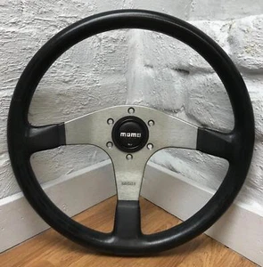 Genuine Momo Tuner 3 spoke black leather 350mm steering wheel. Dated 2002. 7A - Picture 1 of 16