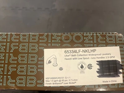Brizo Litze 65334LF-NKLHP WIDESPREAD LAVATORY FAUCET 全新带盒 — 第 1/3 张图片
