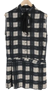 DIESEL D-Nedora Women Dress L Black Sleeveless Patterned Snap Buttons Logo Mini - Picture 1 of 11