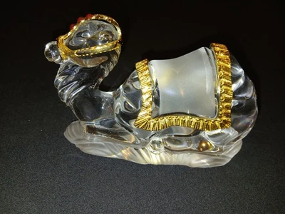 Gorham Crystal Nativity Camel 6” Gold Accents Frosted Saddle w/Box Germany - Image 1 of 4